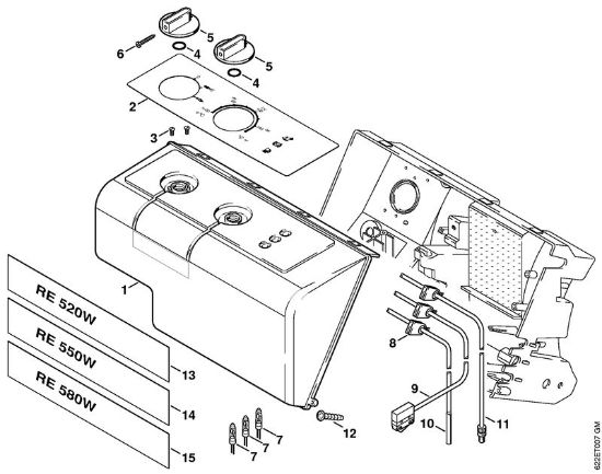 Elektro-Hochdruckreiniger (RE) RE 520 W Instrumententafel der Marke Stihl