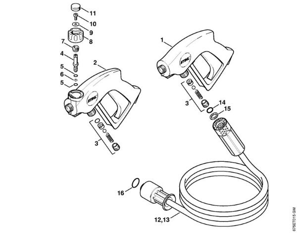 Elektro-Hochdruckreiniger (RE) RE 521 Pistole, Hochdruckschlauch der Marke Stihl