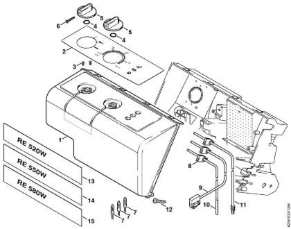 Elektro-Hochdruckreiniger (RE) RE 550 W Instrumententafel der Marke Stihl