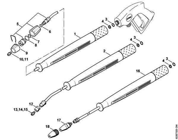 Elektro-Hochdruckreiniger (RE) RE 550 W Strahlrohr, Spritzkopf der Marke Stihl