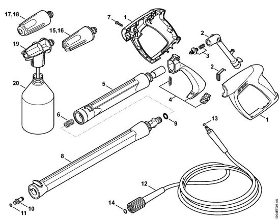 Elektro-Hochdruckreiniger (RE) RE 88 Pistole, Strahlrohr der Marke Stihl