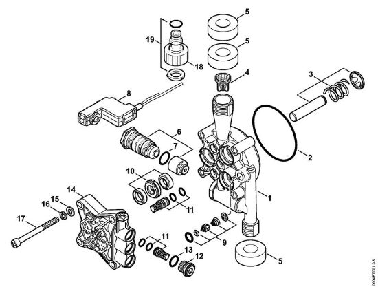 Elektro-Hochdruckreiniger (RE) RE 88 Pumpengehäuse, Ventilblock der Marke Stihl