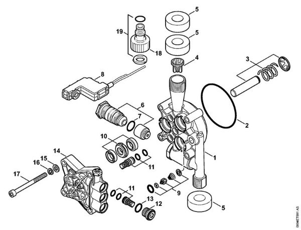 Elektro-Hochdruckreiniger (RE) RE 88 Pumpengehäuse, Ventilblock der Marke Stihl