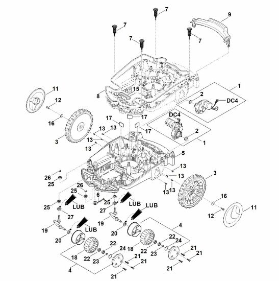 Bild von C - Gehäuseunterteil, Fahrwerk RMI 632.1 PC