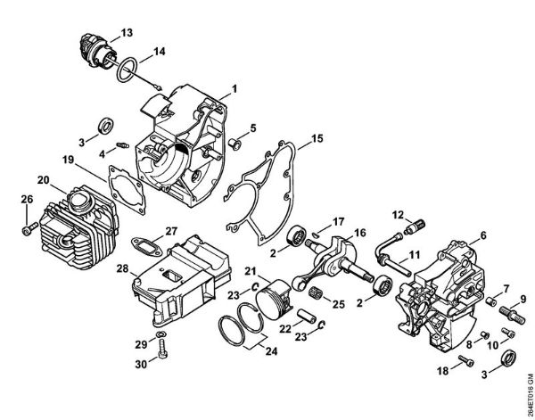 Spezialgeräte (PC, SP, MC) MC 200 Kurbelgehäuse, Zylinder der Marke Stihl