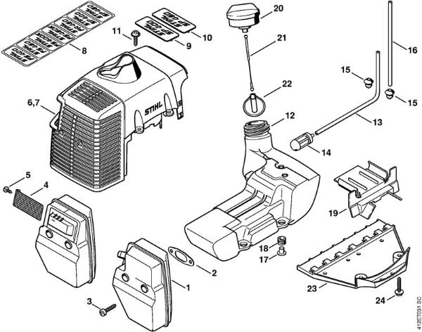 Spezialgeräte (PC, SP, MC) SP 400 Schalldämpfer, Haube der Marke Stihl