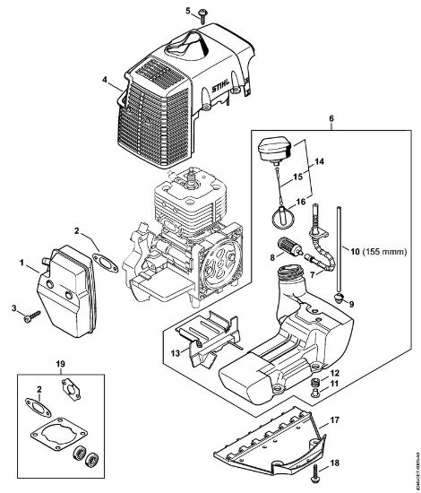 Spezialgeräte (PC, SP, MC) SP 401 Schalldämpfer, Haube, Kraftstofftank der Marke Stihl