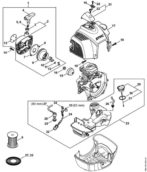 Spezialgeräte (PC, SP, MC) SP 452 Anwerfvorrichtung, Kraftstofftank der Marke Stihl