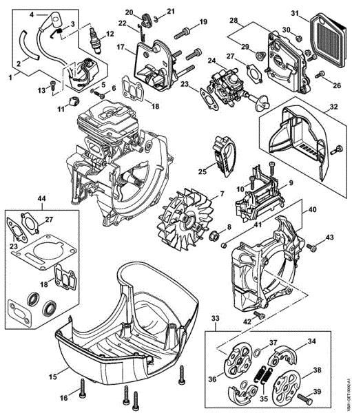 Spezialgeräte (PC, SP, MC) SP 452 Zündanlage, Zwischenflansch, Luftfilter, Kupplung der Marke Stihl