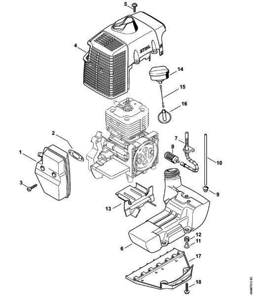 Spezialgeräte (PC, SP, MC) SP 481 Schalldämpfer, Haube, Kraftstofftank der Marke Stihl