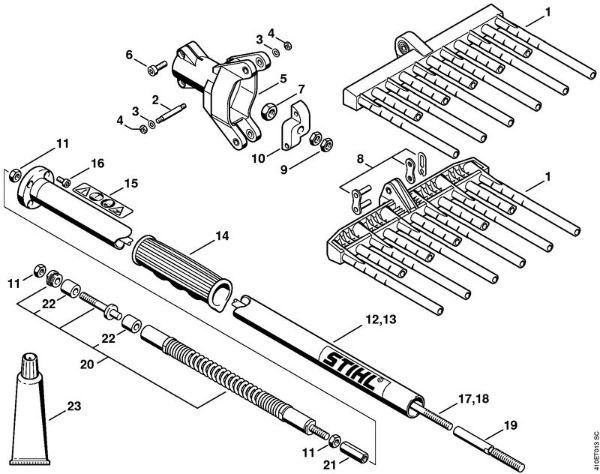 Spezialgeräte (PC, SP, MC) SP 85 Rechen, Schaft der Marke Stihl