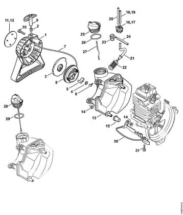 Spezialgeräte (PC, SP, MC) SP 90 Anwerfvorrichtung, Kraftstofftank der Marke Stihl