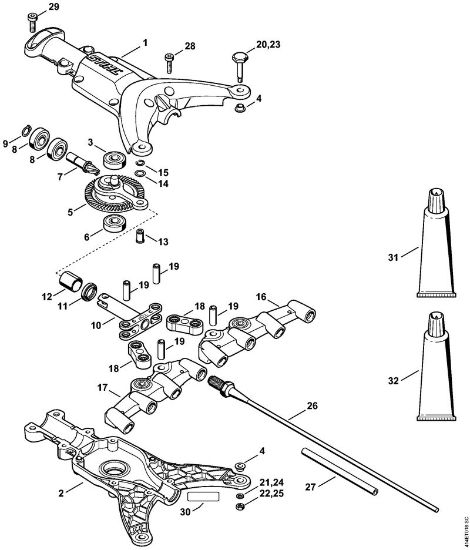 Spezialgeräte (PC, SP, MC) SP 90 Getriebe, Rechen der Marke Stihl
