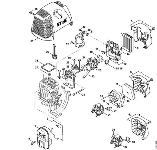 Spezialgeräte (PC, SP, MC) SP 90 Schalldämpfer, Luftfilter der Marke Stihl