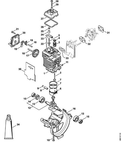Spezialgeräte (PC, SP, MC) SP 90 T Triebwerk Ã˜ 38 mm der Marke Stihl