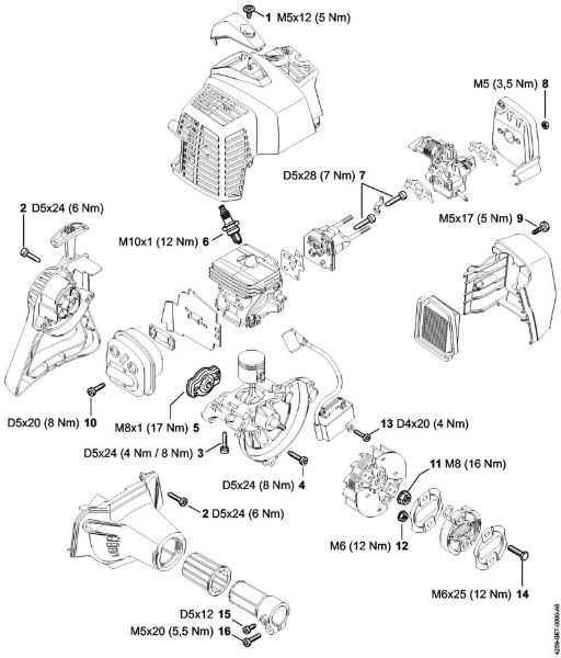 Spezialgeräte (PC, SP, MC) SP 92 TC-E Anziehdrehmomente der Marke Stihl