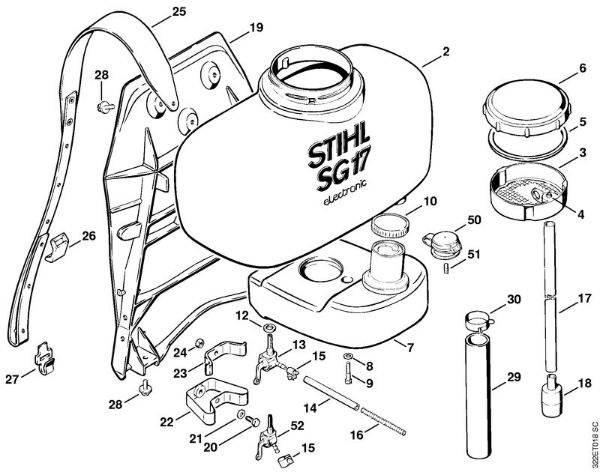 Sprühgeräte (SR) SG 17 Behälter mit Tank, Rückenplatte der Marke Stihl