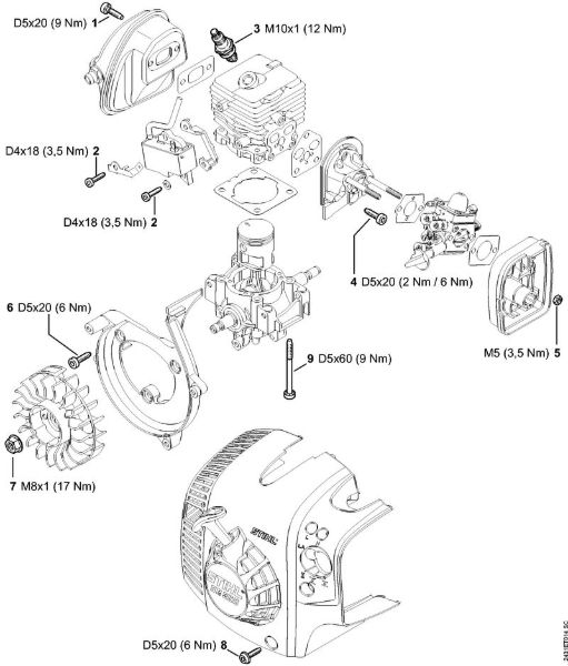 Sprühgeräte (SR) SR 200 Anziehdrehmomente der Marke Stihl