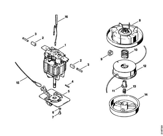 Elektro-Trimmer (FE, FSE) FE 35 Elektromotor, Mähkopf der Marke Stihl