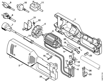 Elektro-Trimmer (FE, FSE) FE 55 Gehäuse, Elektromotor der Marke Stihl