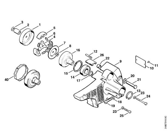 Freischneider FS 202 Kupplung, Kupplungsgehäuse der Marke Stihl