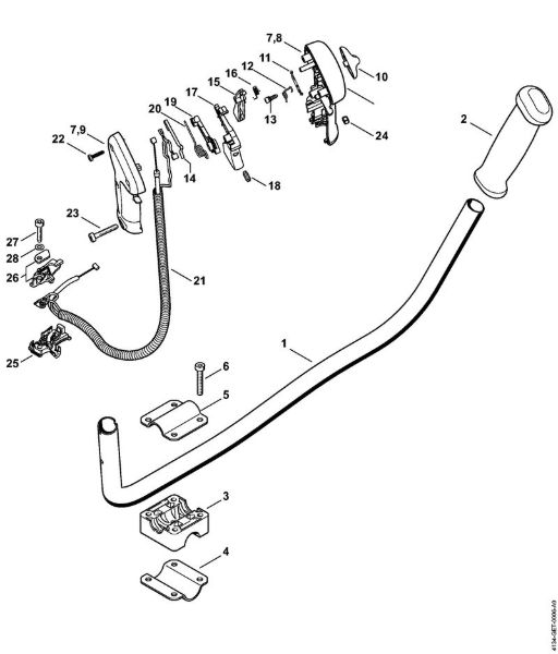 Freischneider FS 350 Zweihandgriffrohr, Bedienungsgriff der Marke Stihl