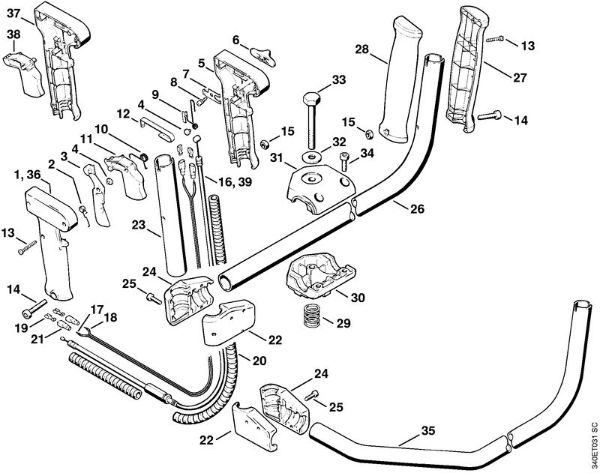 Freischneider FS 360 Griffrohr, Bedienungsgriff   20 355 198 der Marke Stihl
