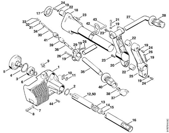 Freischneider FS 410 (4110) Kupplungsgehäuse, Stützrohr der Marke Stihl