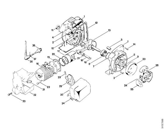 Freischneider FS 410 (4110) Kurbelgehäuse, Zylinder, Kupplung der Marke Stihl
