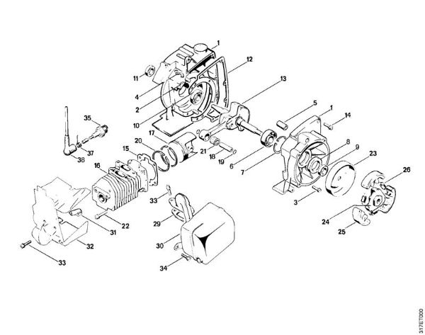Freischneider FS 410 (4110) Kurbelgehäuse, Zylinder, Kupplung der Marke Stihl