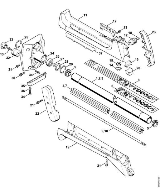 Freischneider FS 420 Schaft, Kupplungsgehäuse der Marke Stihl