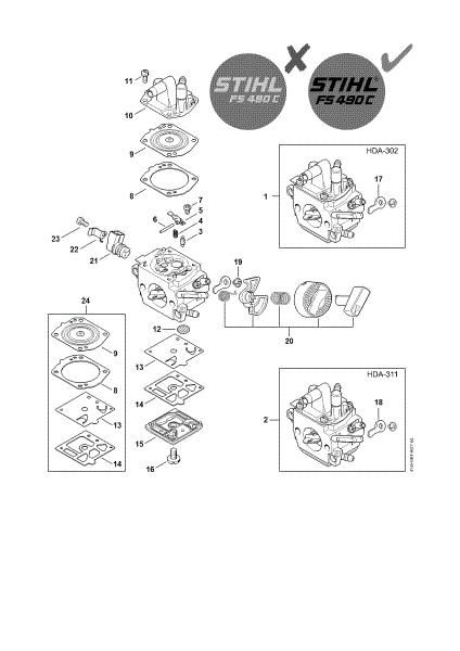 Bild von Vergaser HDA-302, HDA-311 FS 490 C-EM W