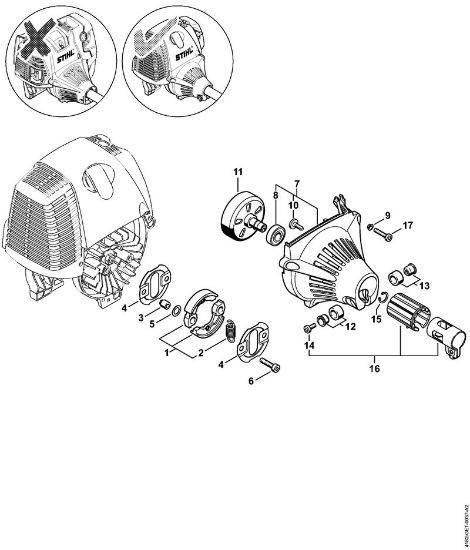 Motorsensen (FS) FS 100 R Kupplung, Lüftergehäuse der Marke Stihl
