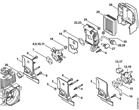 Motorsensen (FS) FS 120 R Vergasergehäuse, Luftfilter   809 249 646 (10.2016) der Marke Stihl
