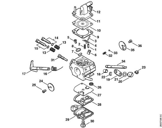 Motorsensen (FS) FS 120 R 2-MIX Vergaser C1Q-S35 (19.98) der Marke Stihl