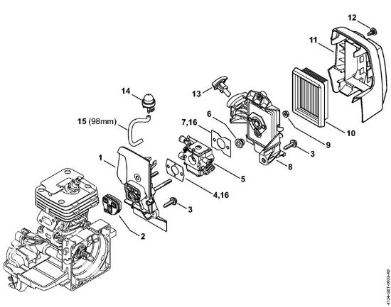 Motorsensen (FS) FS 120 R 2-MIX Vergasergehäuse, Luftfilter 2-MIX der Marke Stihl
