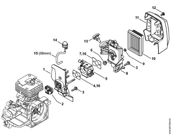 Motorsensen (FS) FS 120 R 2-MIX Vergasergehäuse, Luftfilter 2-MIX der Marke Stihl