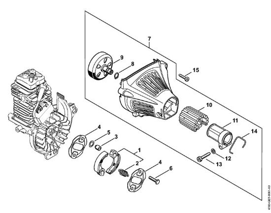 Motorsensen (FS) FS 131 R Kupplung, Lüftergehäuse der Marke Stihl