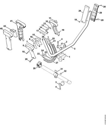 Motorsensen (FS) FS 180 Zweihandgriffrohr, Bedienungsgriff   3 50 609 047 (25.2001) der Marke Stihl