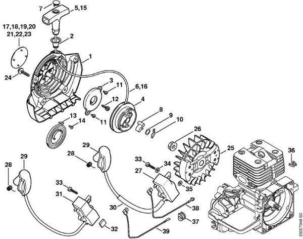 Motorsensen (FS) FS 200 Anwerfvorrichtung, Zündanlage   809 249 646 (10.2016) der Marke Stihl