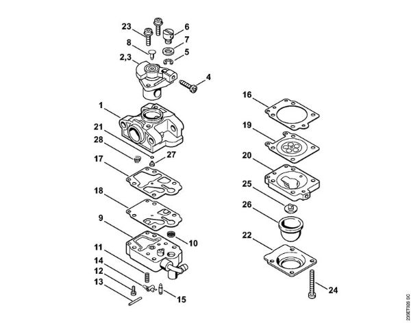 Motorsensen (FS) FS 25-4 Vergaser WYL-62  1432 054 (1) der Marke Stihl