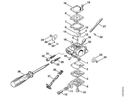 Motorsensen (FS) FS 44 Vergaser WT-492 (USA) der Marke Stihl
