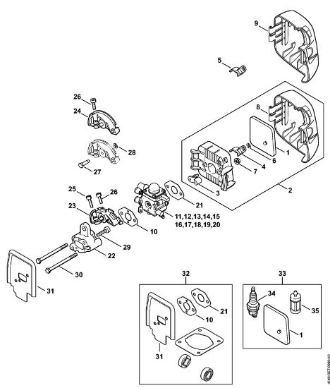 Motorsensen (FS) FS 45-DZ Luftfilter, Zwischenflansch der Marke Stihl