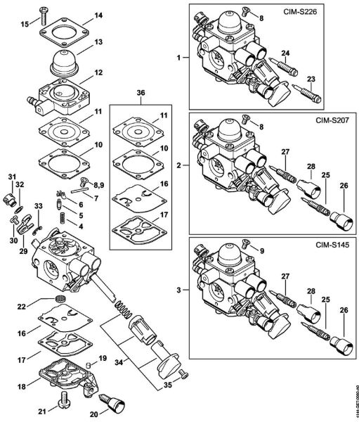 Motorsensen (FS) FS 50 C-E L Vergaser C1M-S226, C1M-S207, C1M-S145 der Marke Stihl