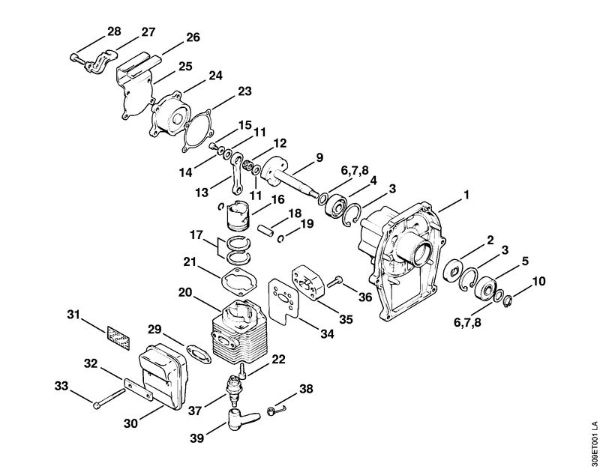 Motorsensen (FS) FS 51 Kurbelgehäuse, Zylinder der Marke Stihl