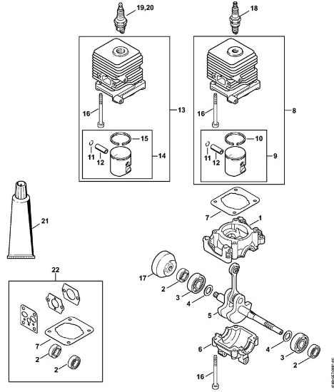 Motorsensen (FS) FS 55 2-MIX Kurbelgehäuse, Zylinder 2-MIX der Marke Stihl
