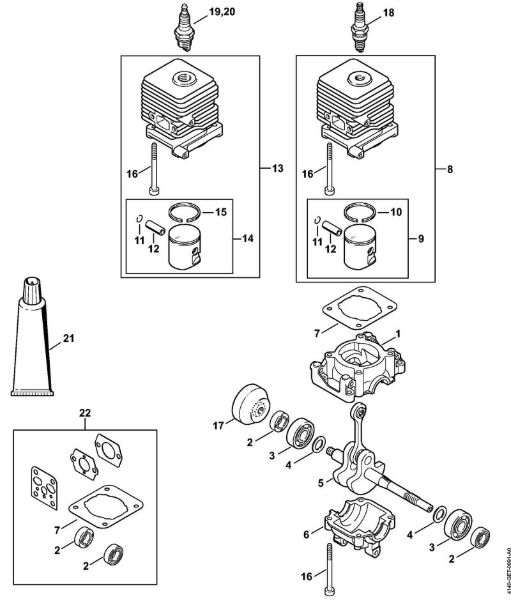 Motorsensen (FS) FS 55 2-MIX Kurbelgehäuse, Zylinder 2-MIX der Marke Stihl