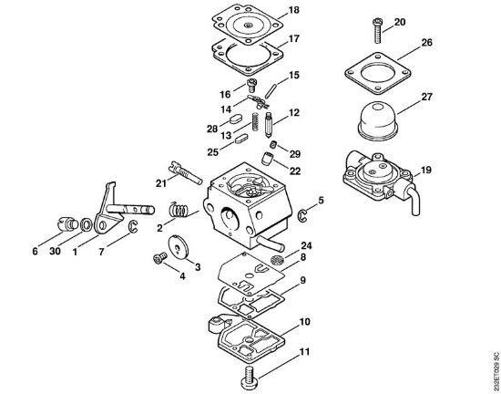 Motorsensen (FS) FS 55 R Vergaser C1Q-S58 (27.2001) der Marke Stihl