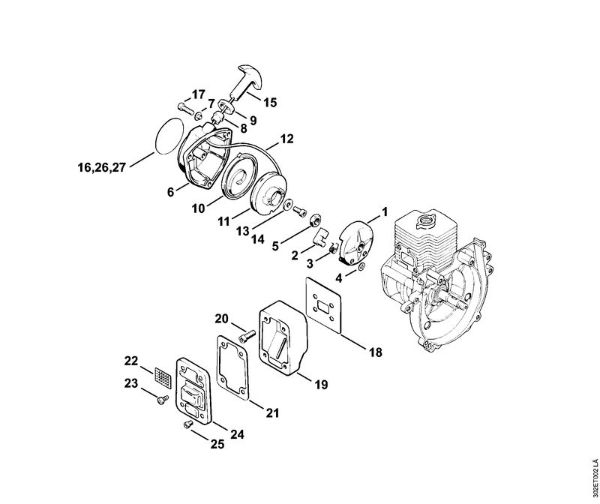 Motorsensen (FS) FS 56 (4125) Anwerfvorrichtung, Schalldämpfer der Marke Stihl