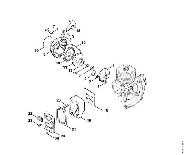 Motorsensen (FS) FS 62 Anwerfvorrichtung, Schalldämpfer der Marke Stihl